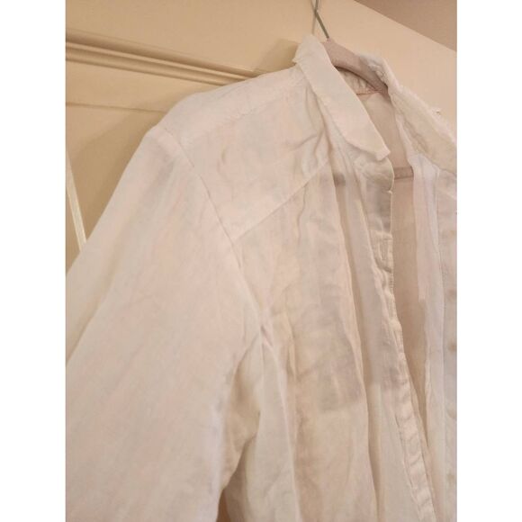 Anthropologie Relaxed Buttondown Linen Tunic size xs white - Picture 5 of 10